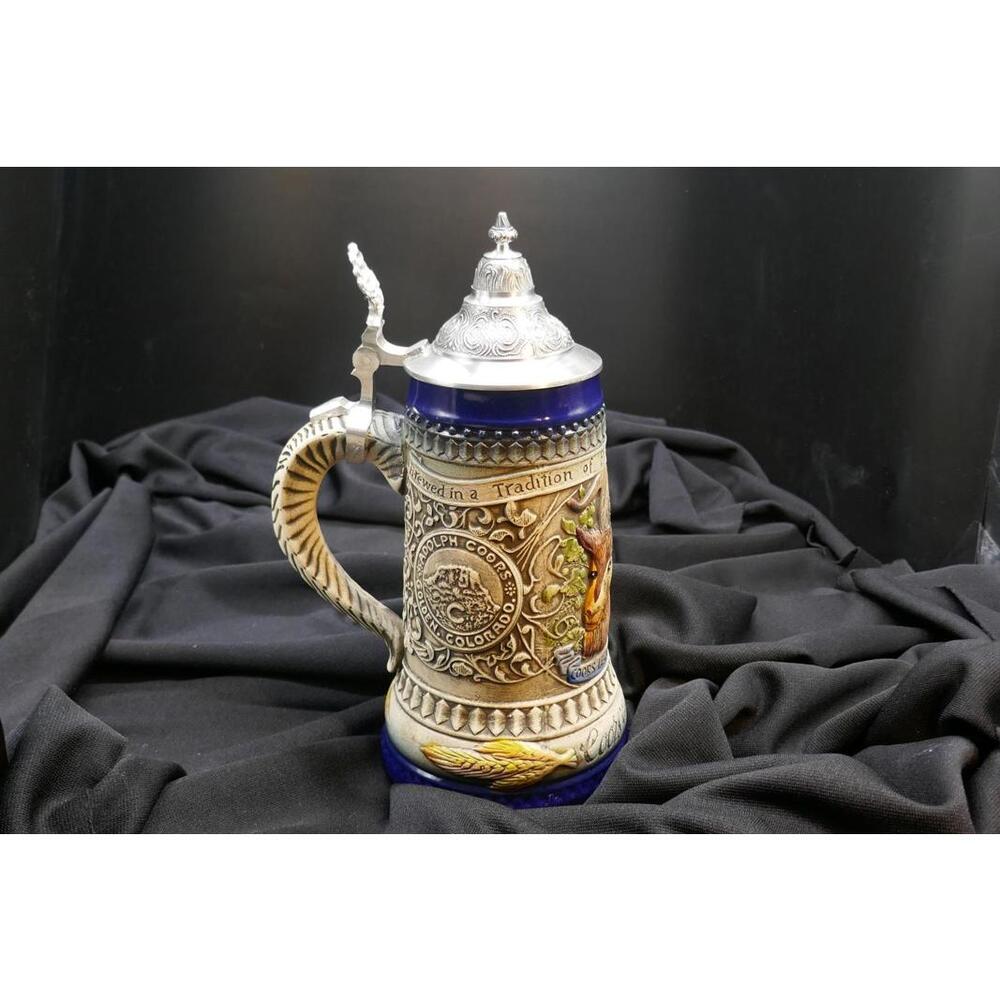 Vintage German Beer Stein – Ceramic Mug with Pewter Lid –Oktoberfest or Dad Gift